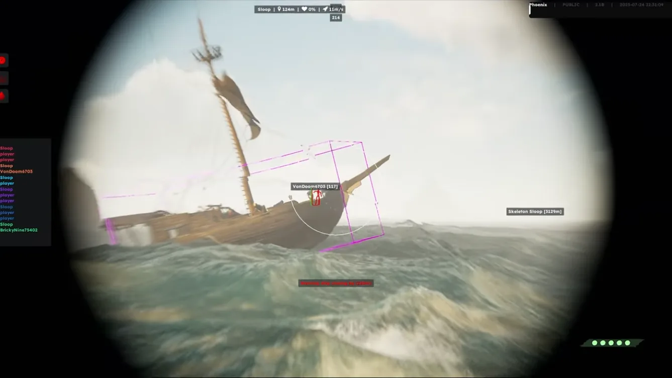 Skeleton ESP and box wallhack for Sea of Thieves